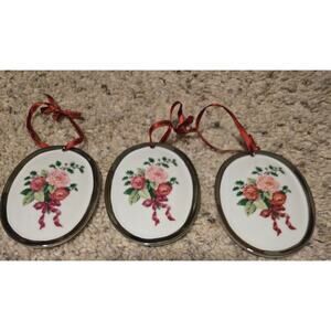 Vintage rose hallmark Christmas ornaments